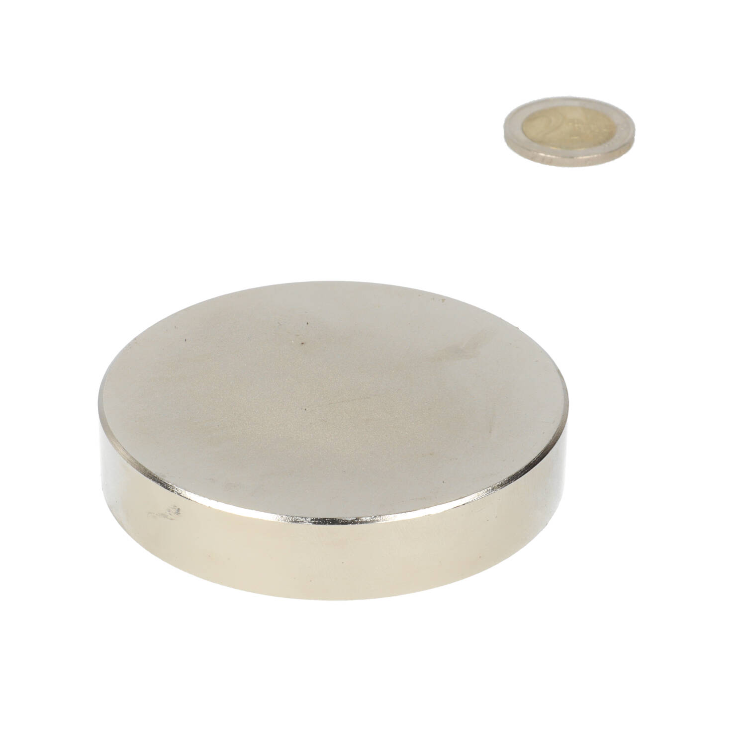 Neodym Scheibenmagnet Ø75 x 15 mm, N48, vernickelt (NiCuNi)