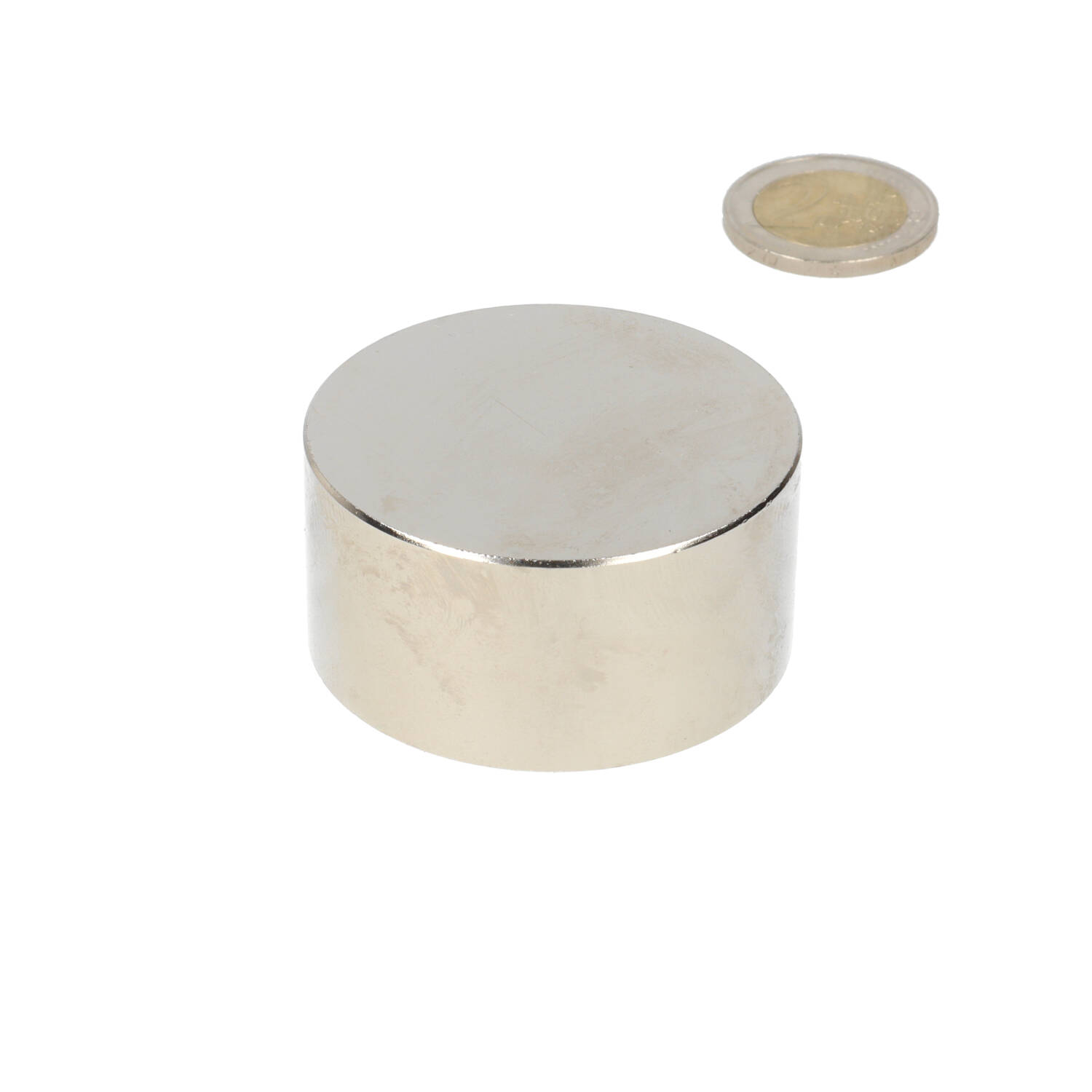 Neodym Scheibenmagnet Ø50 x 25 mm, N48, vernickelt (NiCuNi)