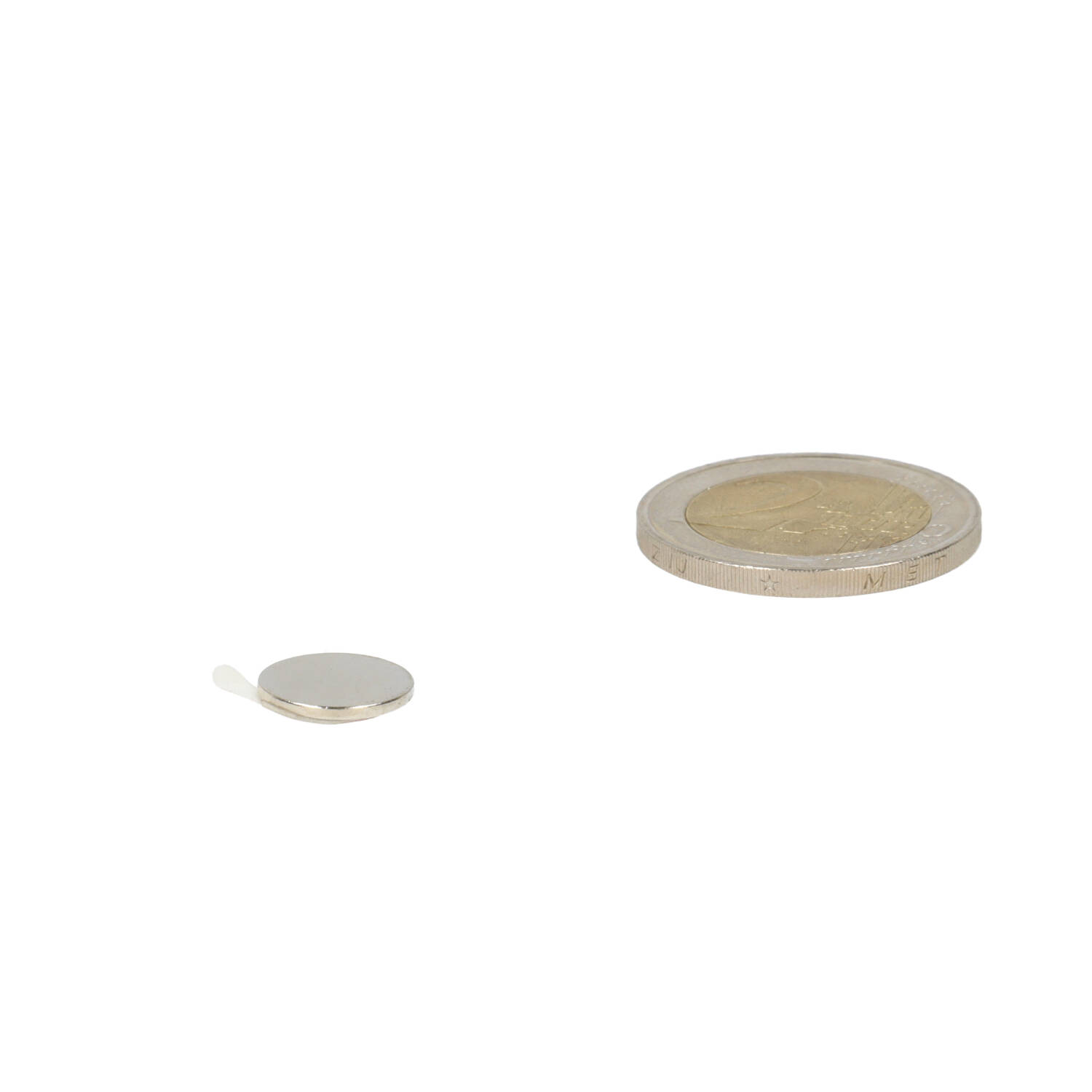 Neodym Scheibenmagnet Ø11 x 1 mm, N48, vernickelt (NiCuNi) selbstklebend