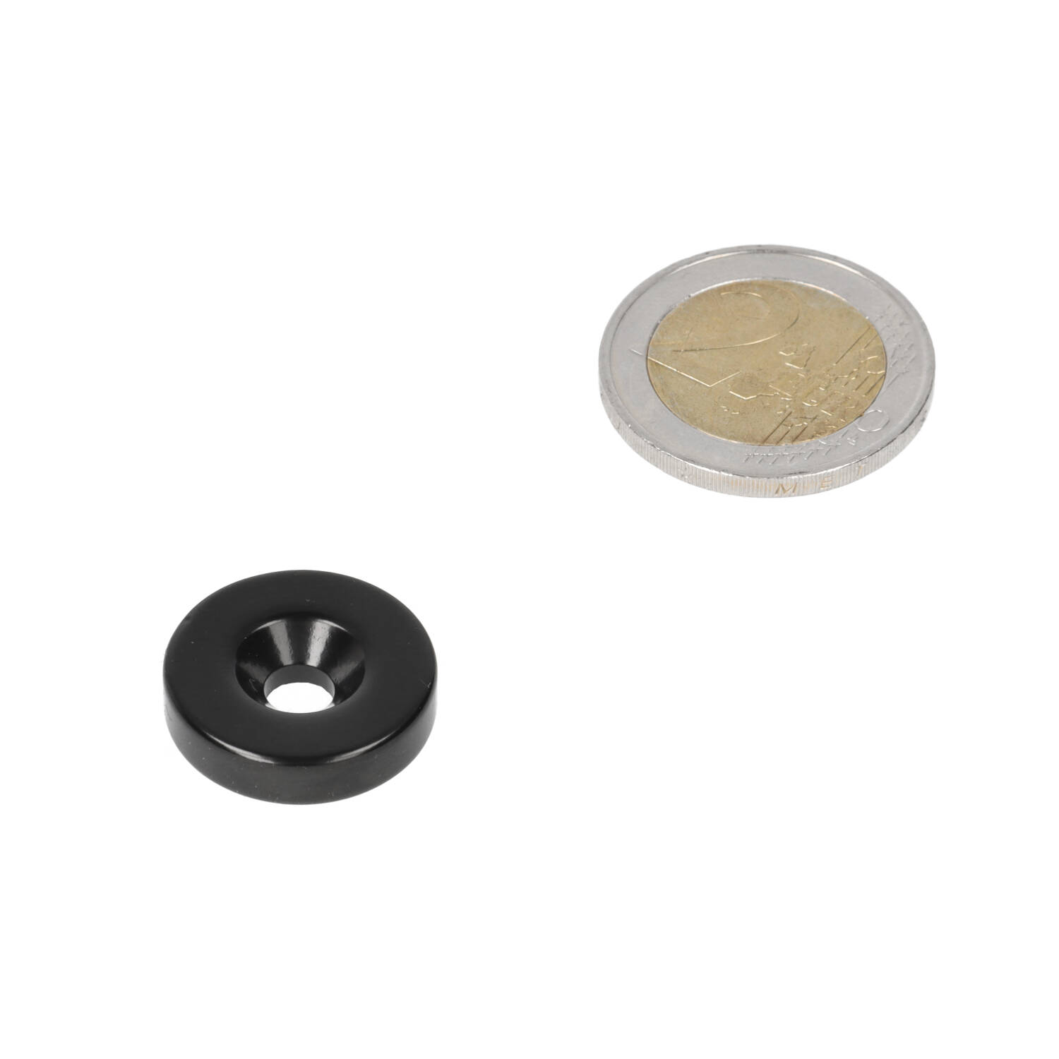 Neodym Ringmagnet 19 x 3,4 x 6 mm, N40, vernickelt (NiCuNi), mit Senkbohrung