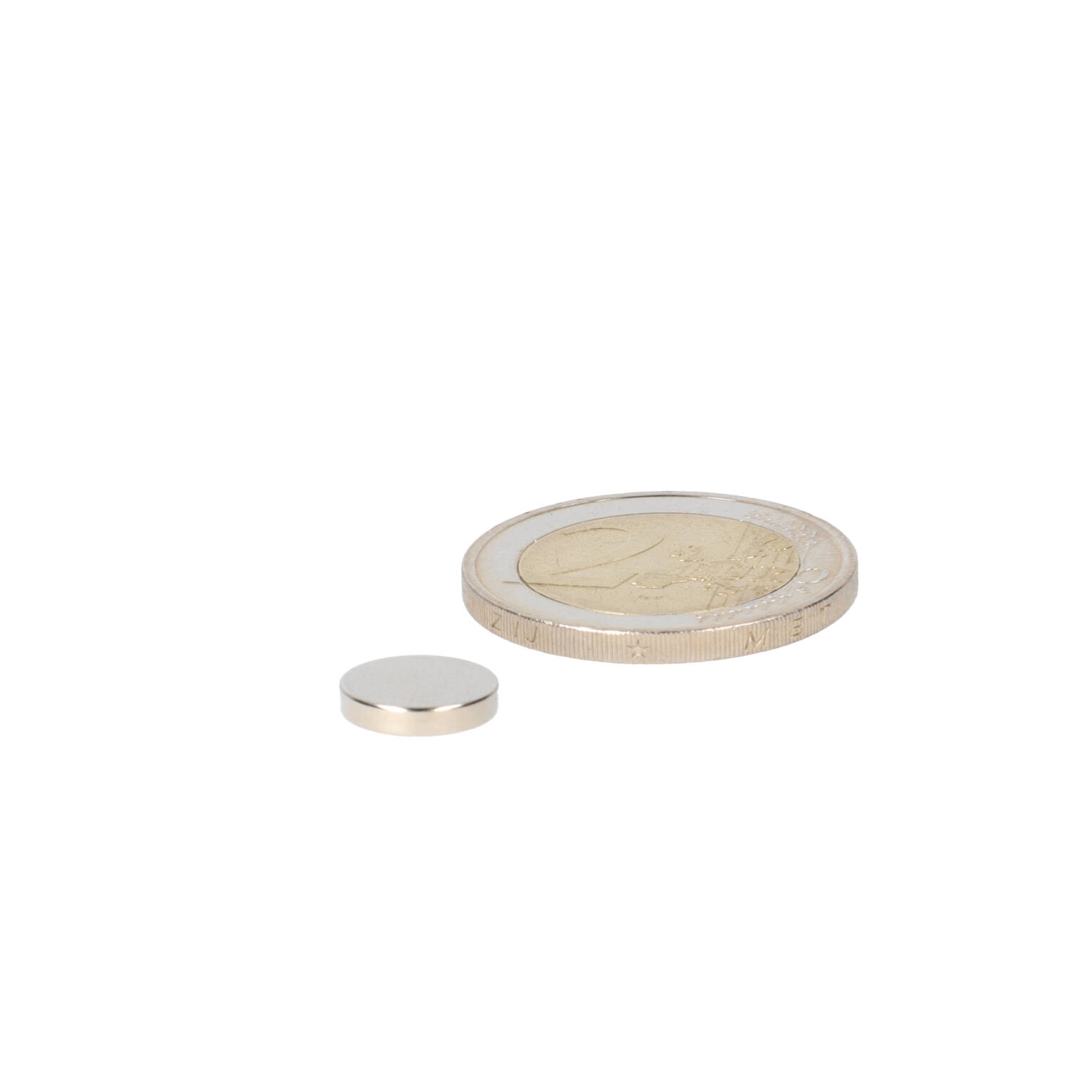 Neodym Scheibenmagnet Ø10 x 2 mm, N50 HT, vernickelt (NiCuNi)