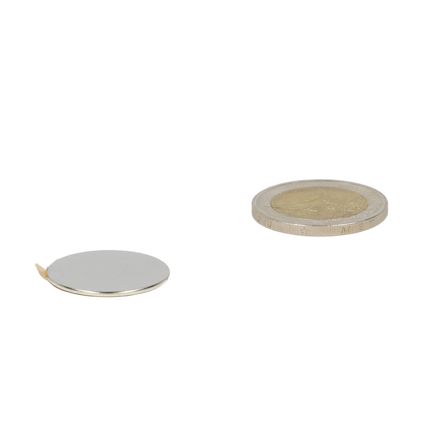 Neodym Scheibenmagnet Ø22 x 1 mm, N48, vernickelt (NiCuNi) selbstklebend