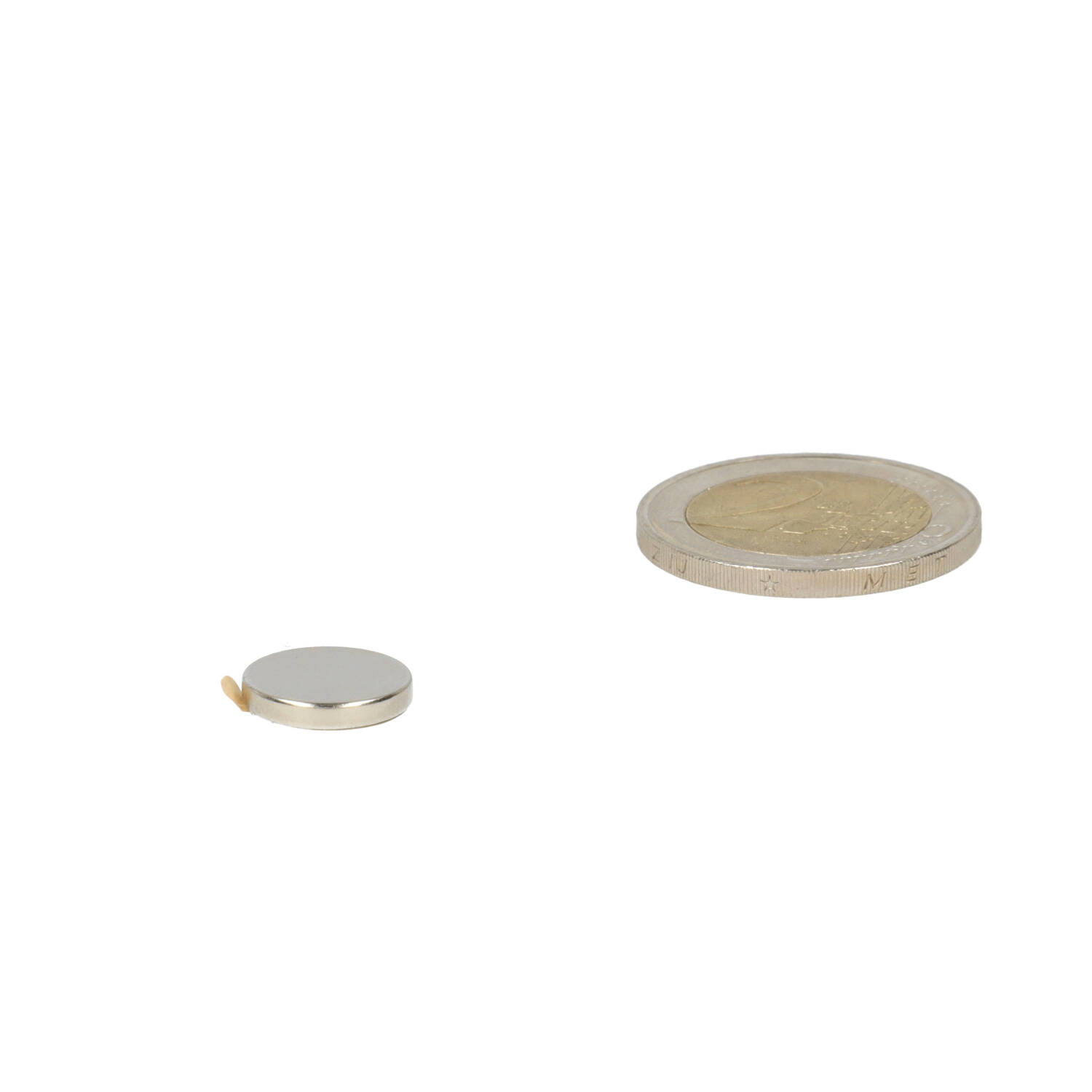 Neodym Scheibenmagnet Ø12 x 2 mm, N48, vernickelt (NiCuNi) selbstklebend