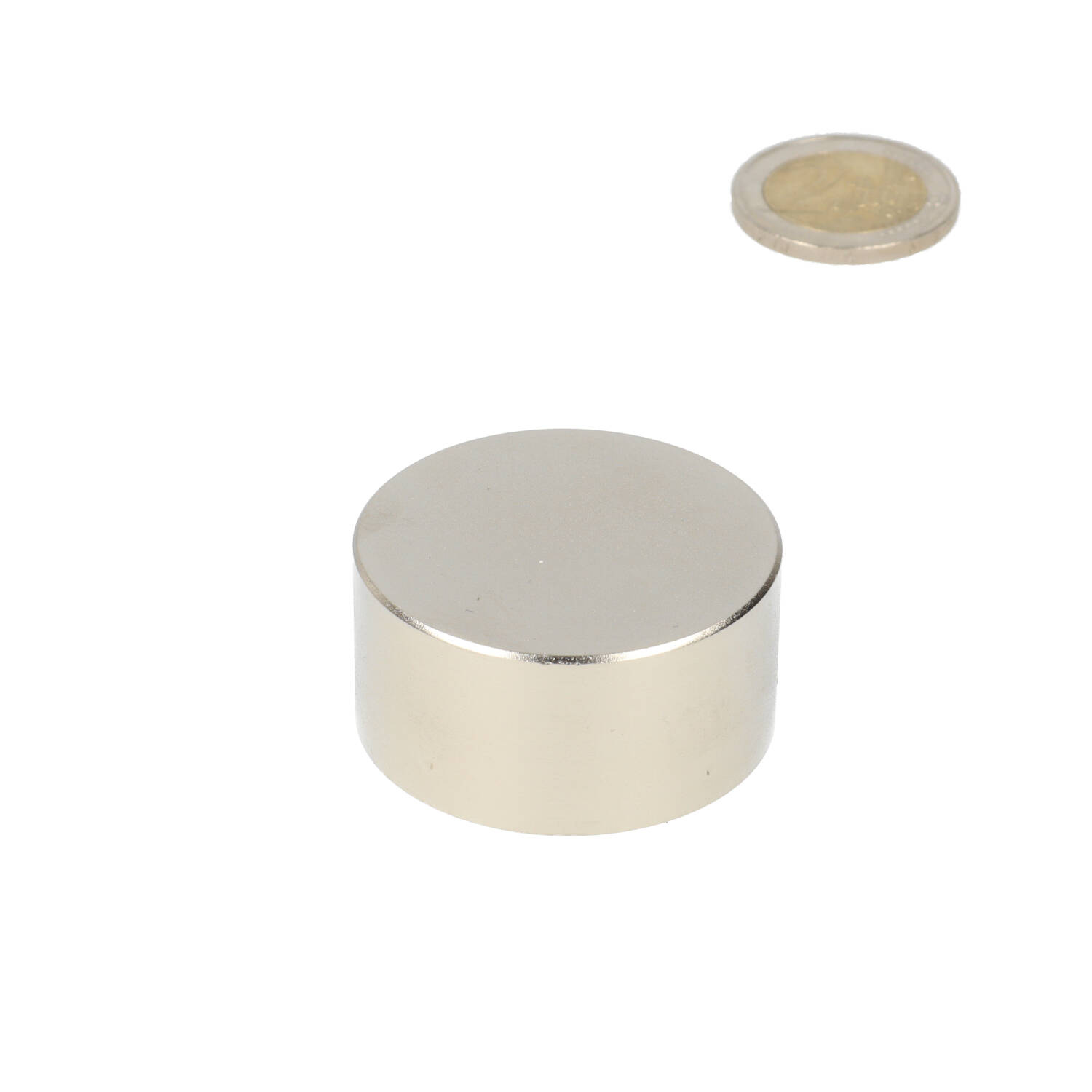 Neodym Scheibenmagnet Ø40 x 20 mm, N48, vernickelt (NiCuNi)