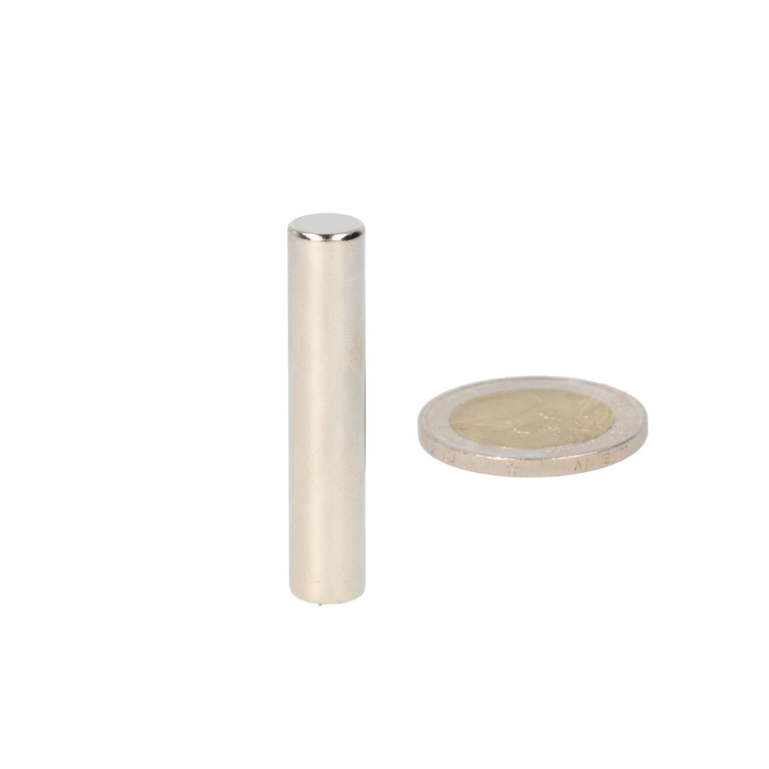 Neodym Stabmagnet Ø8 x 40 mm, N45, vernickelt (NiCuNi)